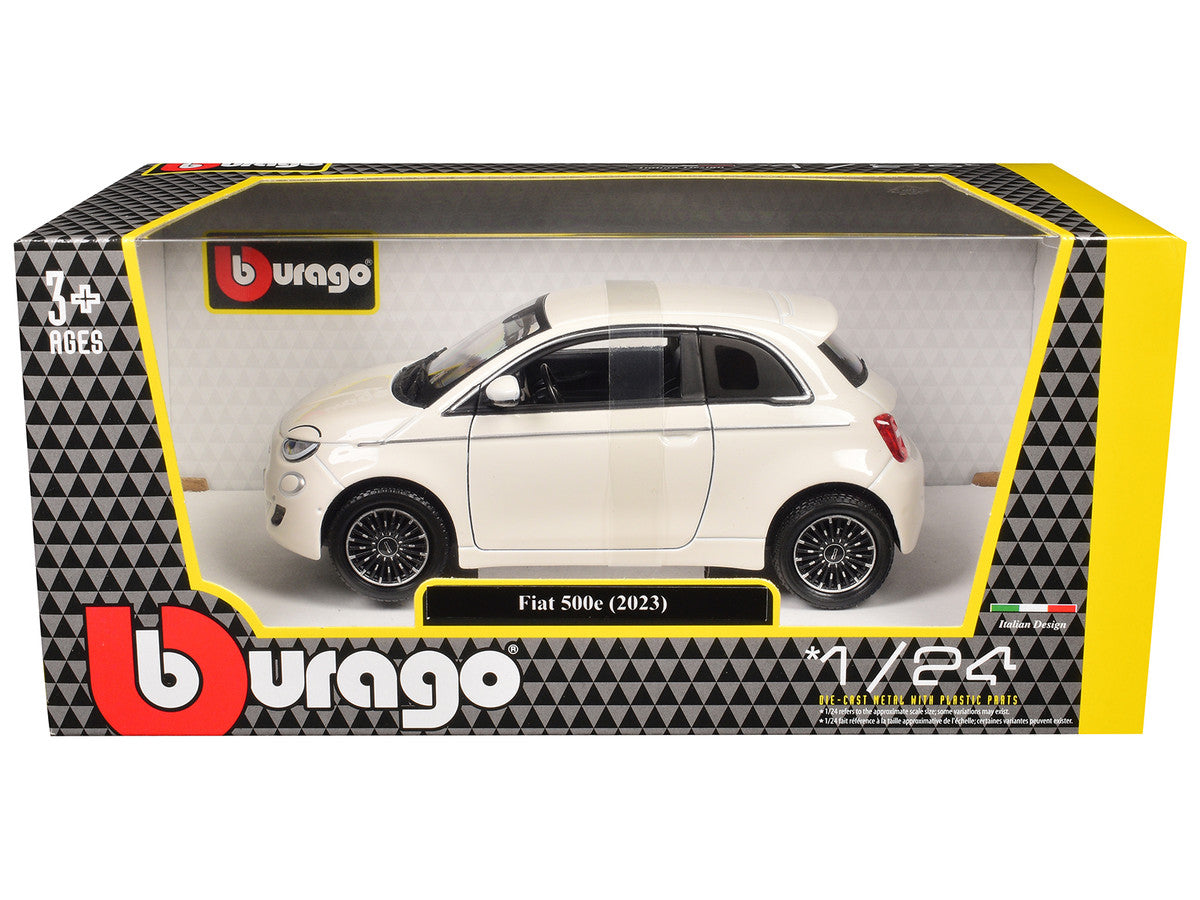 2023 Fiat 500e White 1/24 Diecast Model Car by Bburago Bburago