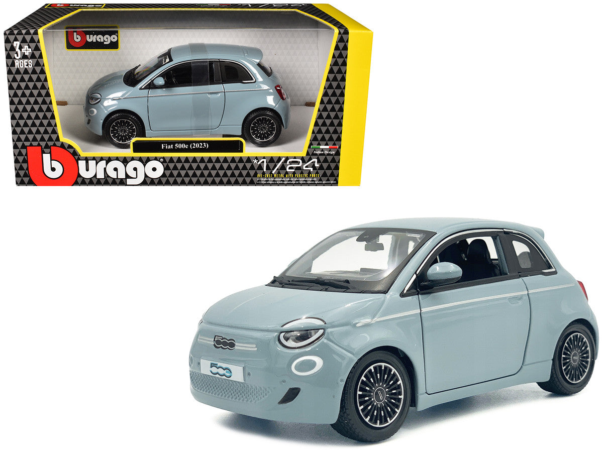 2023 Fiat 500e Light Blue 1/24 Diecast Model Car by Bburago Bburago