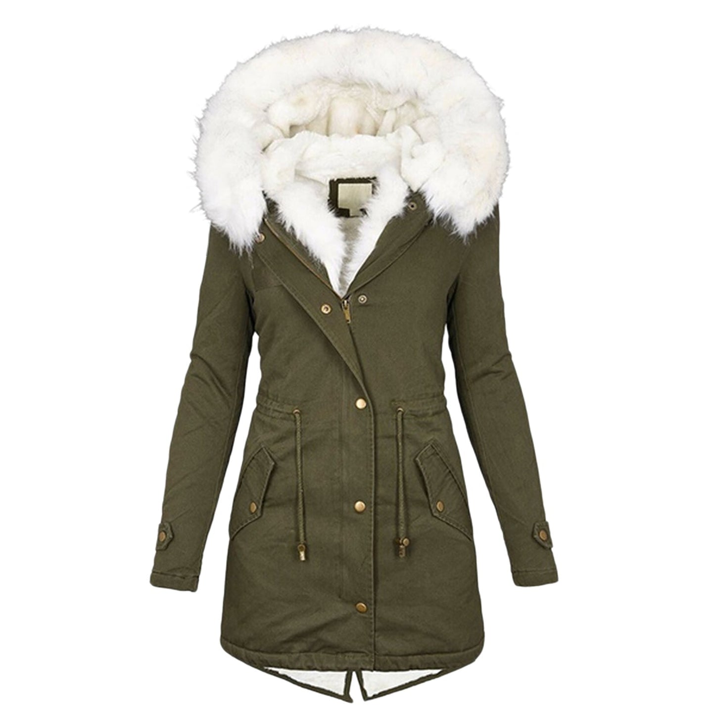 Women's cotton padded jacket with white collar LadyShow.Store