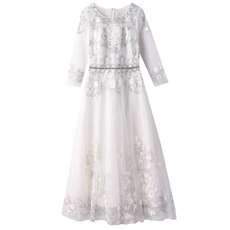 Women's Embroidered Beaded Long Dress LadyShow.Store