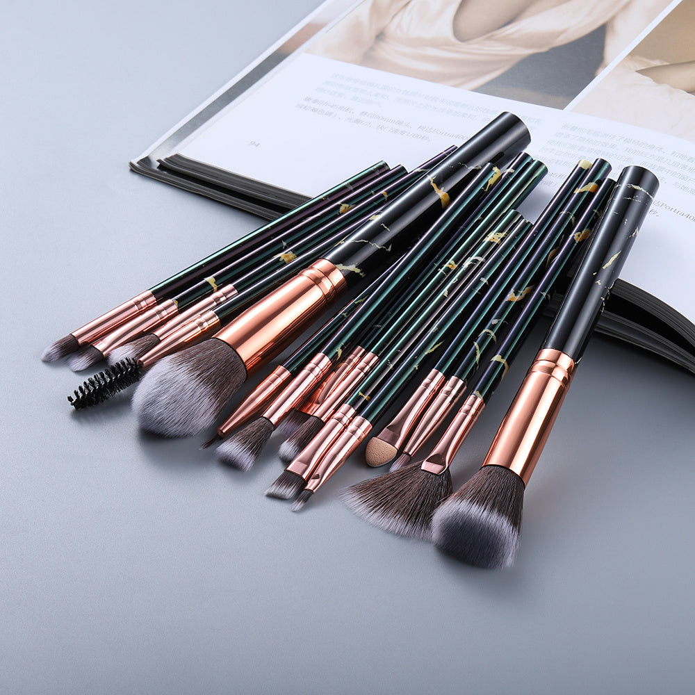 15 Marbled Design Makeup Brushes Set LadyShow.Store