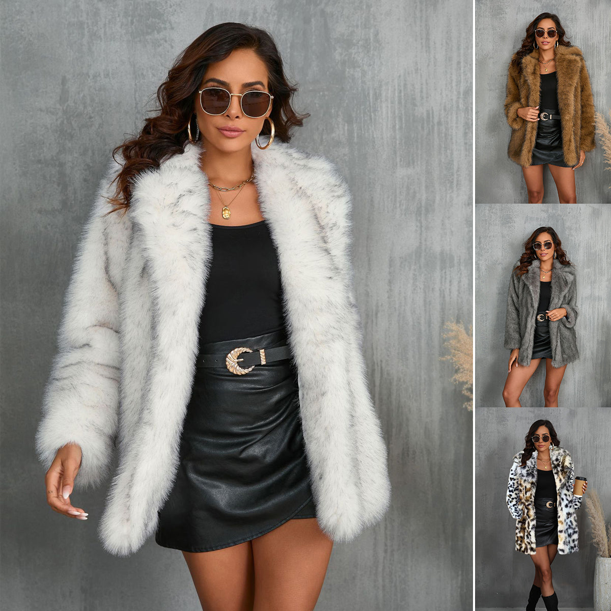 Winter Coat Warm Lapel Long Fluffy Faux Fur Coat Women Loose Long Sleeve Jacket Outerwear Clothing Accent Plus