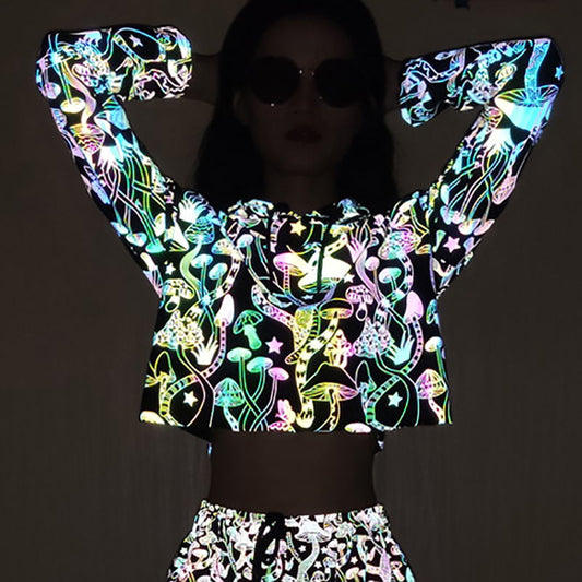 New Mushroom Reflective Hoodies Women LadyShow.Store