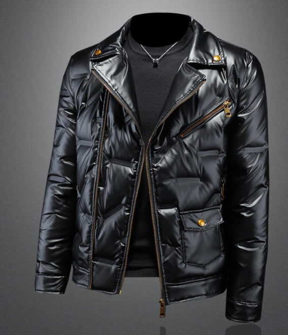 White Duck Down Shiny Suit Collar Men's Down Jacket LadyShow.Store