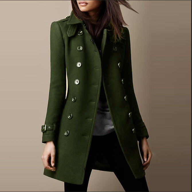 Streetwear Women Jackets Lined Double-breasted Ladies Loose Wool Overcoat Elegant Lapel Solid Pocketed Coats For Autumn Winter LadyShow.Store