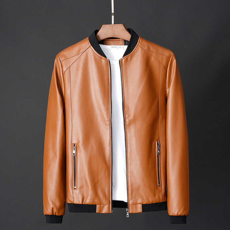 Leather jacket slim men's leather jacket