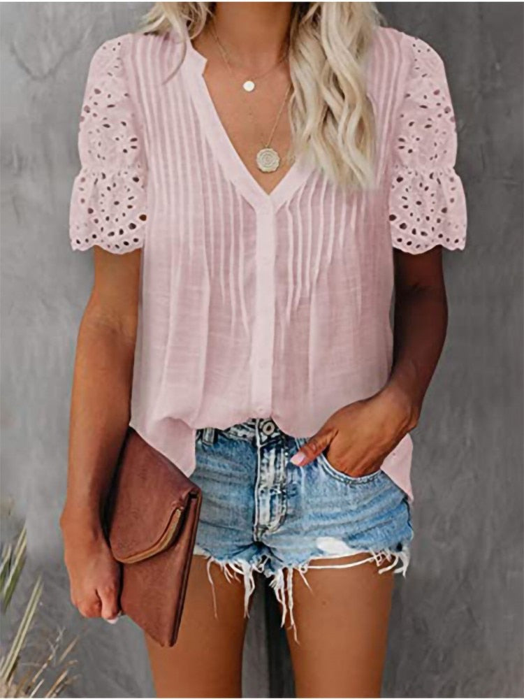 Shirt with Lace and V-neck Emily