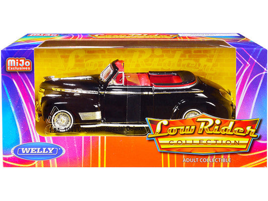 1941 Chevrolet Special Deluxe Convertible Black with Red Interior "Low Rider Collection" 1/24 Diecast Model Car by Welly Welly
