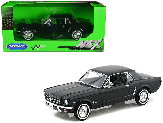 1964 1/2 Ford Mustang Coupe Hard Top Black 1/24 Diecast Model Car by Welly Welly