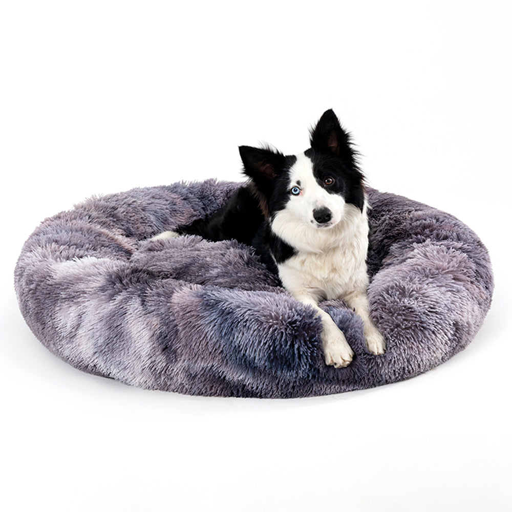 Fluffy Donut Dog Bed  Warm Soft Long Plush Pet Cushion Dog House Cat  Bed Washable Pet Sofa Mat Calming Samll Large Dog Beds LadyShow.Store
