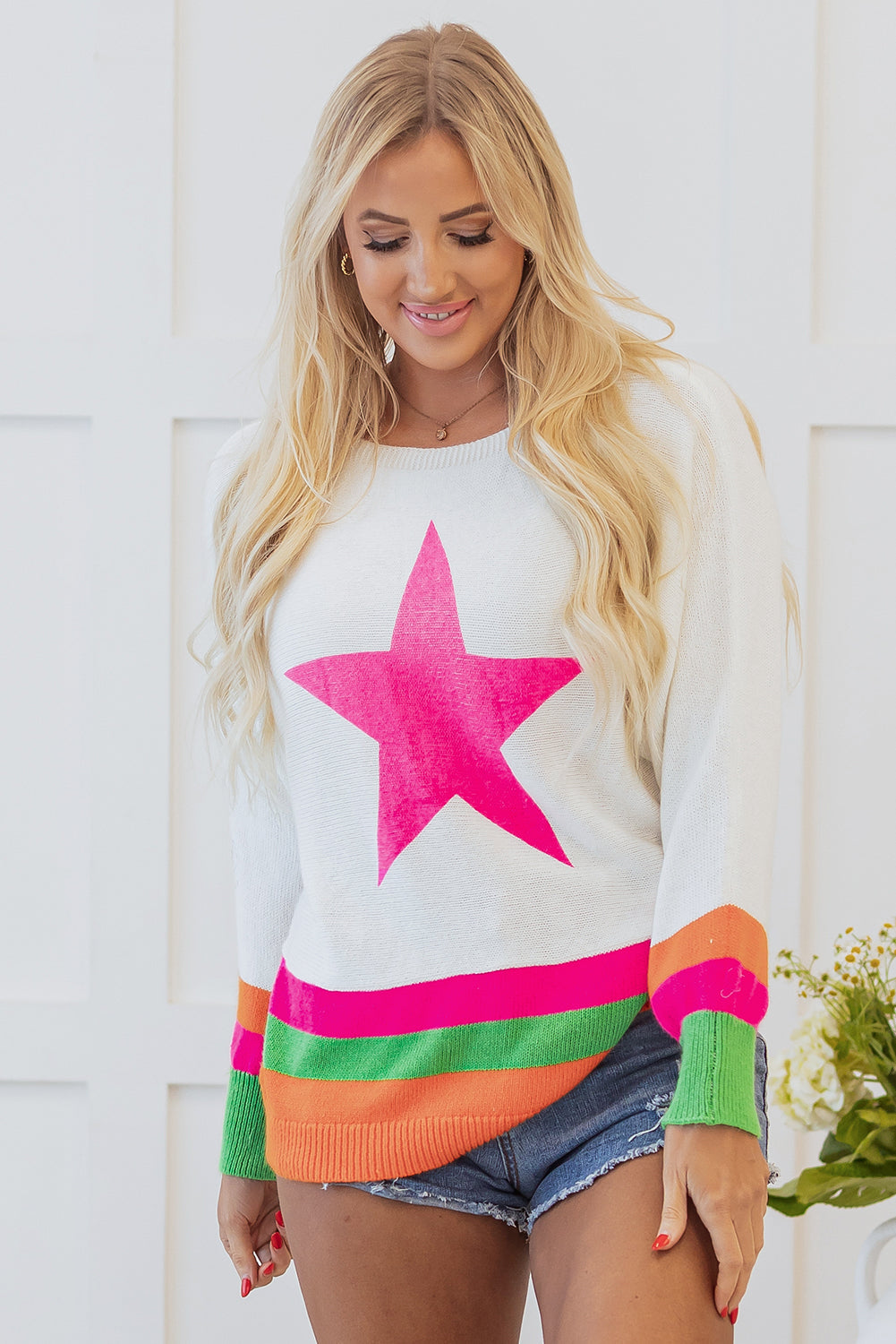 Stella Edge Drop Shoulder Sweater Threaded Pear