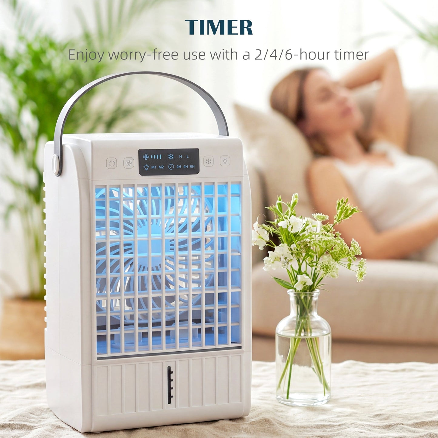 Portable Air Conditioner, 4-in-1 Mini Air Cooler with 4 Wind Speed, 2 Mist Mode, RGB 7 LED Light Best YouTube Store