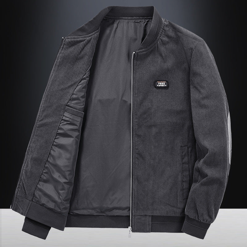 Men's Retro Corduroy Baseball Jacket for Spring & Autumn Pi-Mart