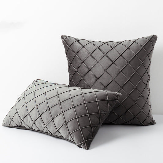 Diamond plaid velvet pillowcase