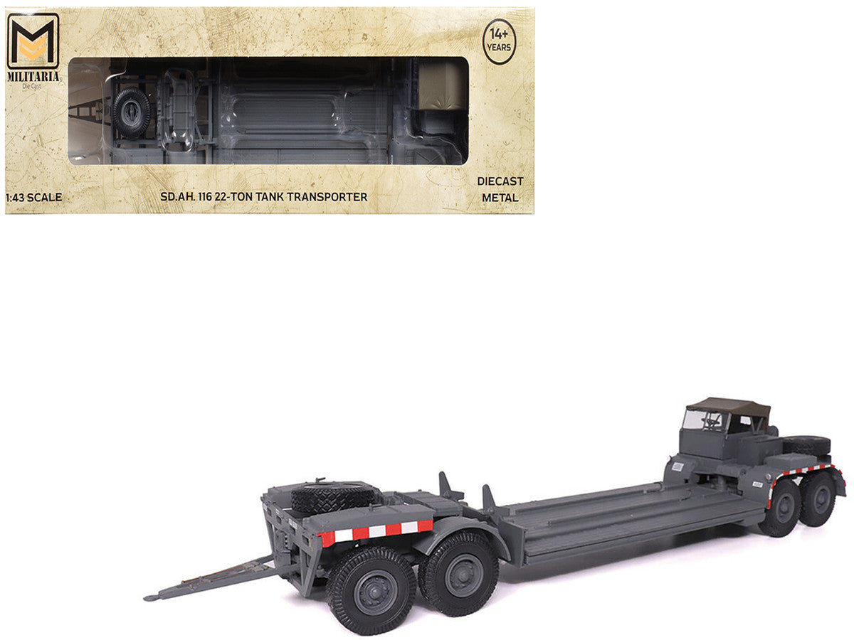 SD.AH. 116 22-Ton Tank Transporter Gray "German Army" 1/43 Diecast Model by Militaria Die Cast Militaria Die Cast