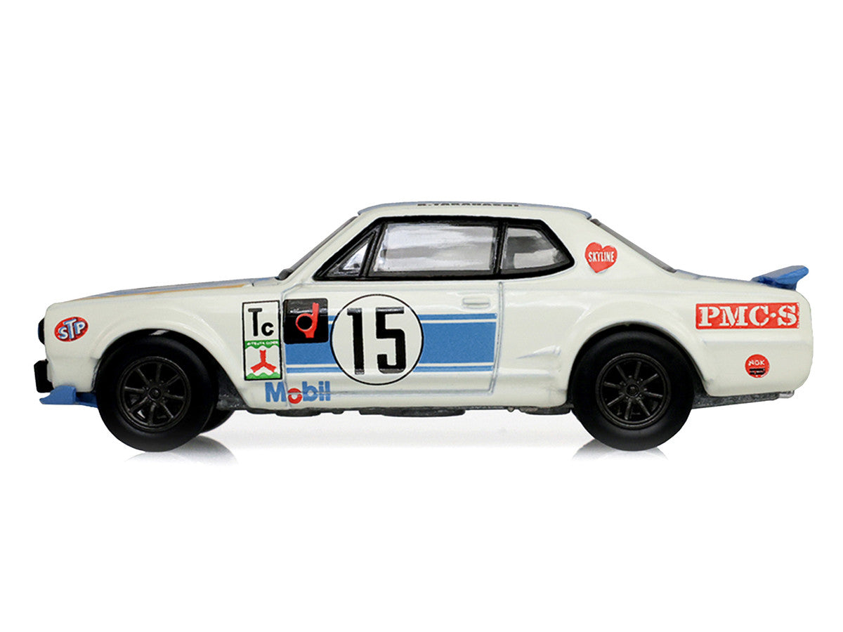 1972 Nissan Skyline 2000 GT-R (KPGC10) RHD (Right Hand Drive) #15 Kunimitsu Takahashi "50th Victory" White with Blue Stripe "Tokyo Torque" Series 10 1/64 Diecast Model Car by Greenlight Greenlight