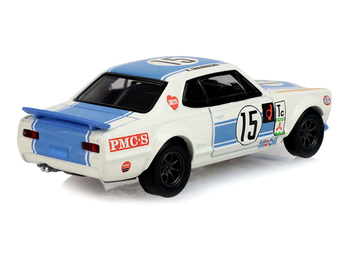 1972 Nissan Skyline 2000 GT-R (KPGC10) RHD (Right Hand Drive) #15 Kunimitsu Takahashi "50th Victory" White with Blue Stripe "Tokyo Torque" Series 10 1/64 Diecast Model Car by Greenlight Greenlight