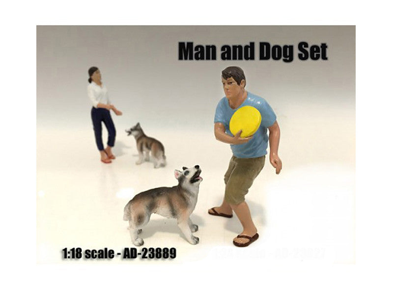 Man and Dog 2 Piece Figure Set For 1:18 Scale Models by American Diorama American Diorama