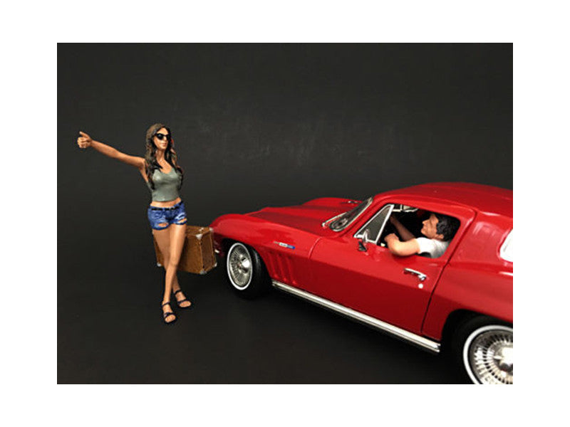 Hitchhiker 2 piece Figurine Set (Green Shirt) for 1/18 Scale Model Cars by American Diorama American Diorama