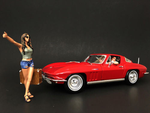 Hitchhiker 2 piece Figurine Set (Green Shirt) for 1/18 Scale Model Cars by American Diorama American Diorama