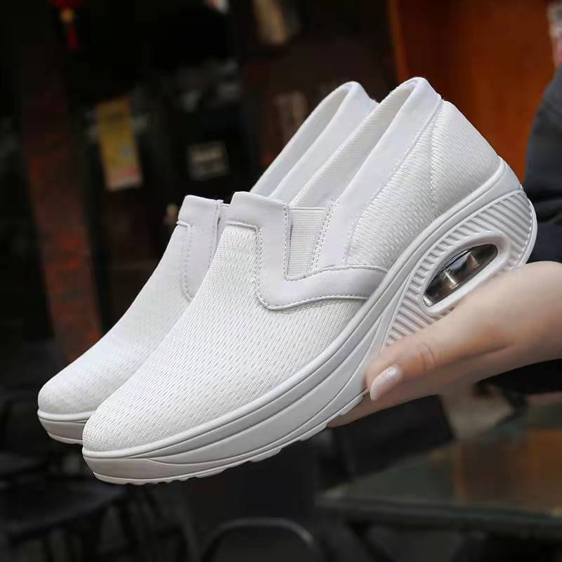 Women's Round Toe Breathable Mesh Wedge Heel Hollow Lightweight Casual Sports Shoes LadyShow.Store