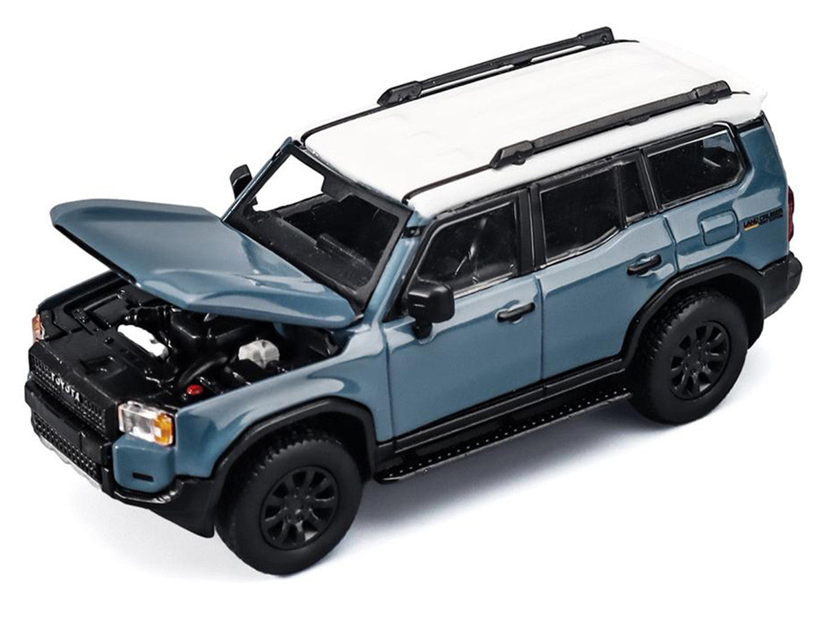 Toyota Land Cruiser 250 Blue with White Top 1/64 Diecast Model Car by Trends Hobby-2