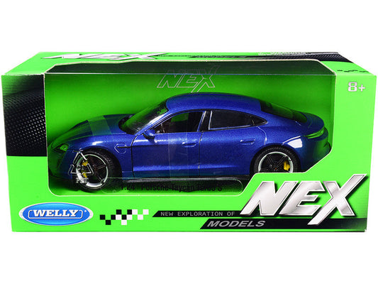 Porsche Taycan Turbo S Blue Metallic "NEX Models" 1/24 Diecast Model Car by Welly Welly