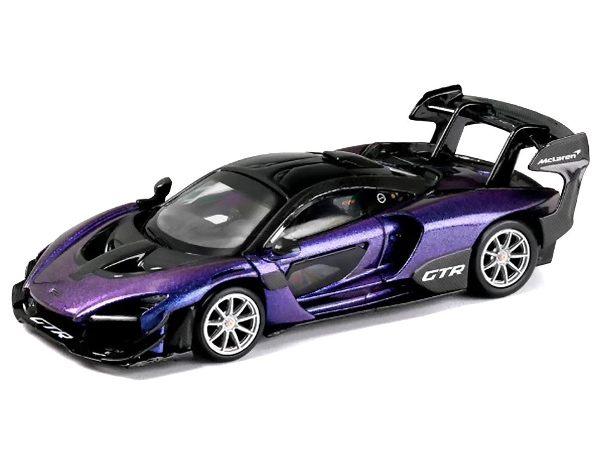 McLaren Senna GTR Midnight Purple Metallic with Black Top "HCFC 2025 Limited Edition" 1/64 Diecast Model Car by Trends Hobby-1