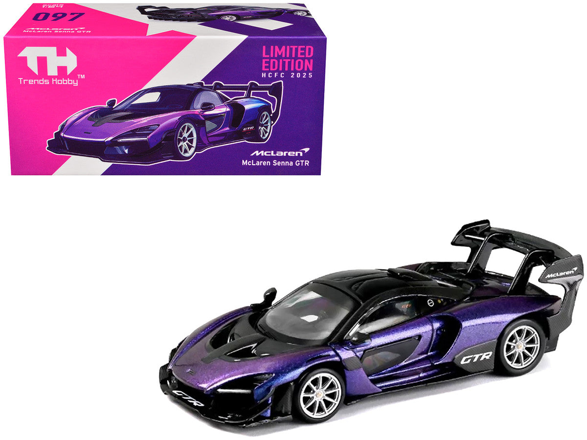 McLaren Senna GTR Midnight Purple Metallic with Black Top "HCFC 2025 Limited Edition" 1/64 Diecast Model Car by Trends Hobby-0
