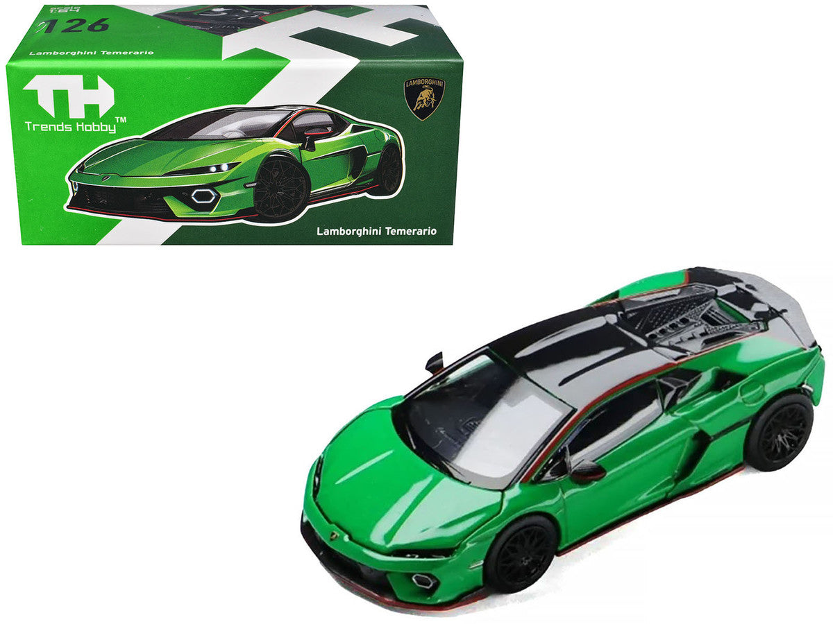 Lamborghini Temerario Green with Black Topdie 1/64 Diecast Model Car by Trends Hobby Trends Hobby