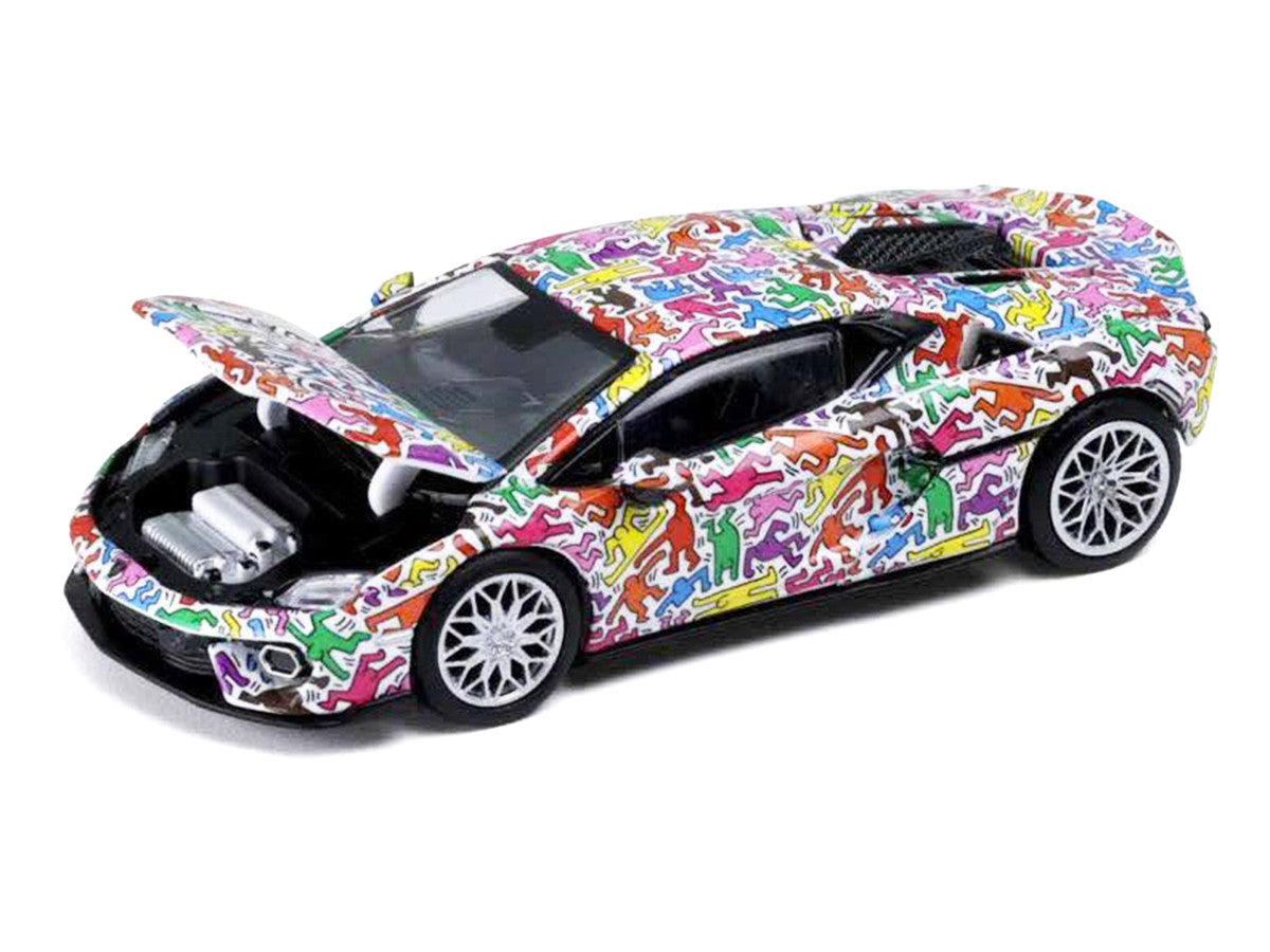 Lamborghini Temerario "Keith Haring Livery" White with Graphics 1/64 Diecast Model car by Trends Hobby Trends Hobby
