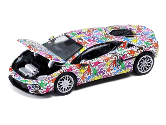 Lamborghini Temerario "Keith Haring Livery" White with Graphics 1/64 Diecast Model car by Trends Hobby Trends Hobby