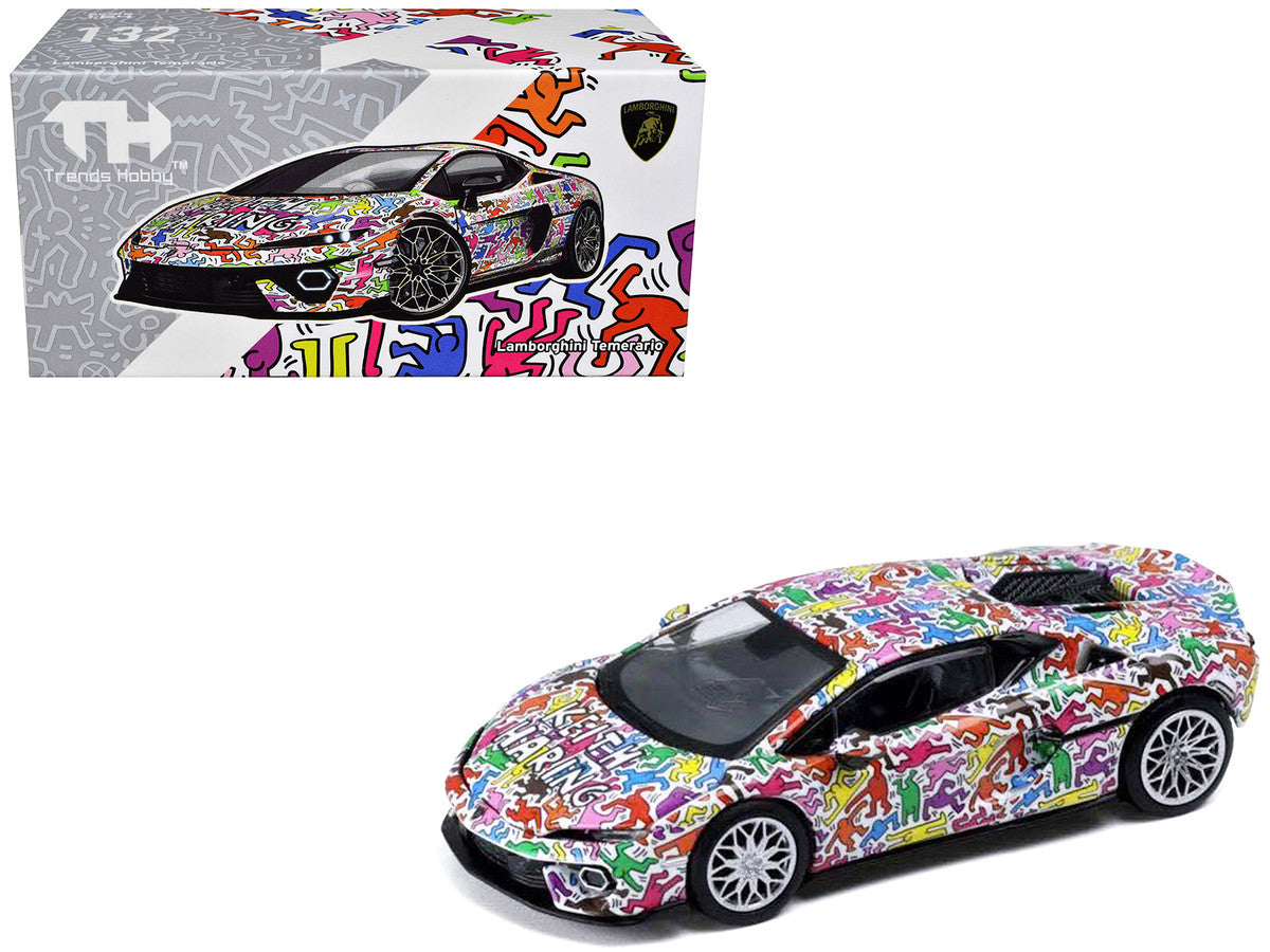 Lamborghini Temerario "Keith Haring Livery" White with Graphics 1/64 Diecast Model car by Trends Hobby Trends Hobby