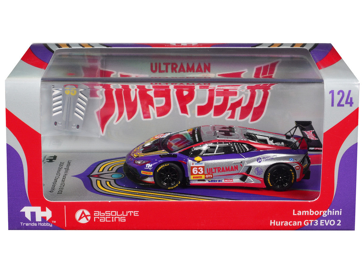 Lamborghini Huracan GT3 EVO 2 #63 Akash Nandy - Zhang Shi Mo "Ultraman" "China GT Championship" (2026) 1/64 Diecast Model Car by Trends Hobby Trends Hobby