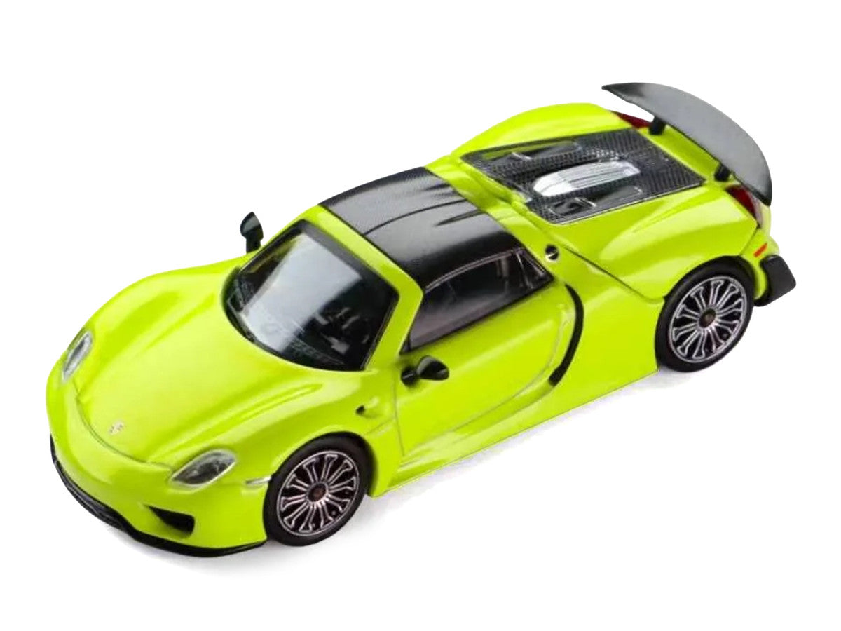 Porsche 918 Spyder Acid Green with Carbon Top 1/64 Diecast Model Car by Trends Hobby Trends Hobby