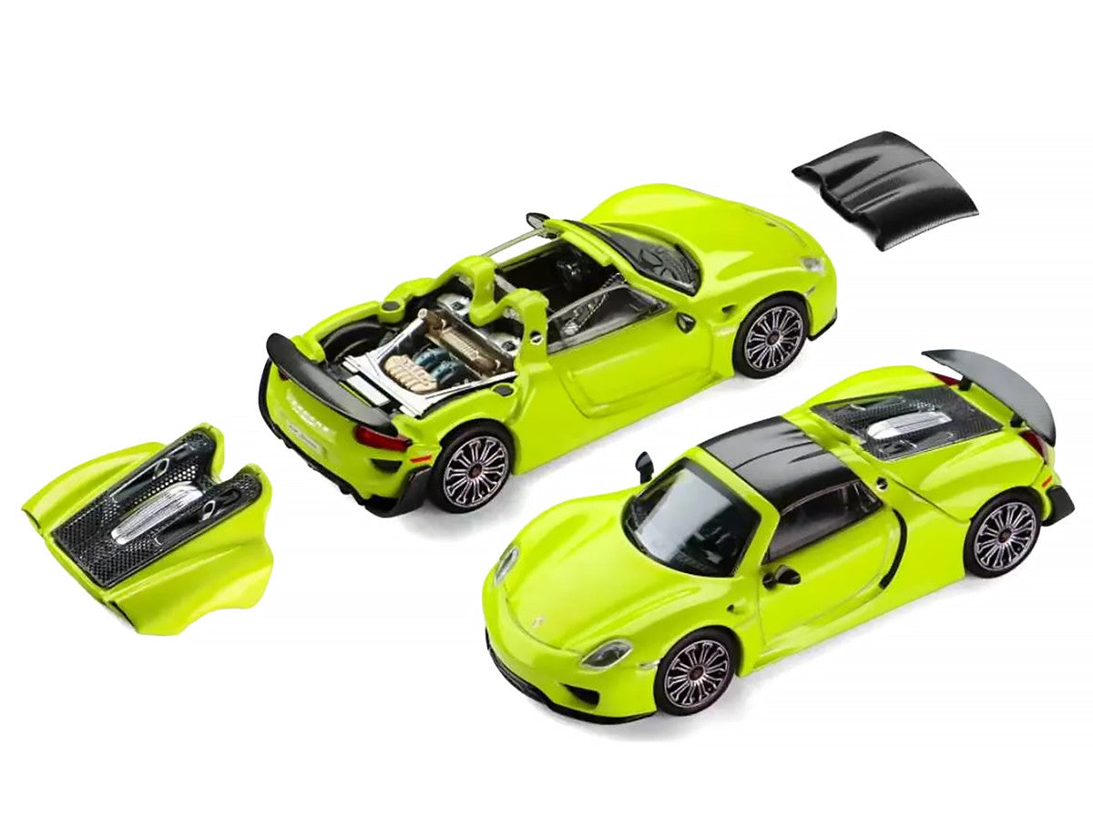 Porsche 918 Spyder Acid Green with Carbon Top 1/64 Diecast Model Car by Trends Hobby Trends Hobby