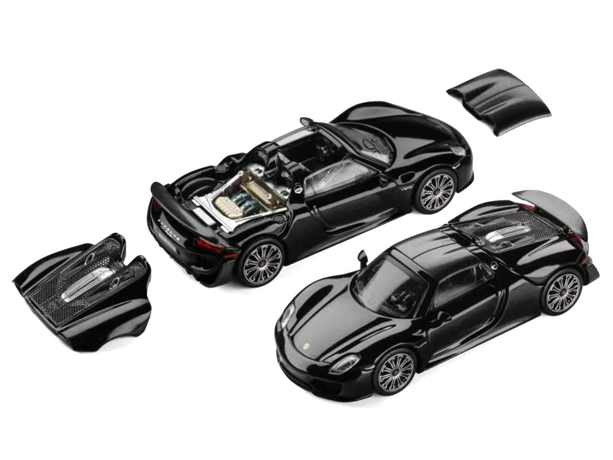 Porsche 918 Spyder Black with Carbon Top 1/64 Diecast Model Car by Trends Hobby Trends Hobby