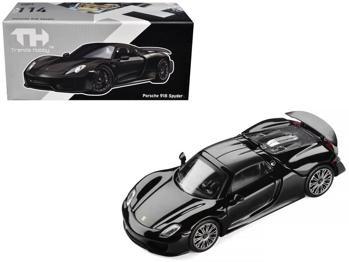 Porsche 918 Spyder Black with Carbon Top 1/64 Diecast Model Car by Trends Hobby Trends Hobby