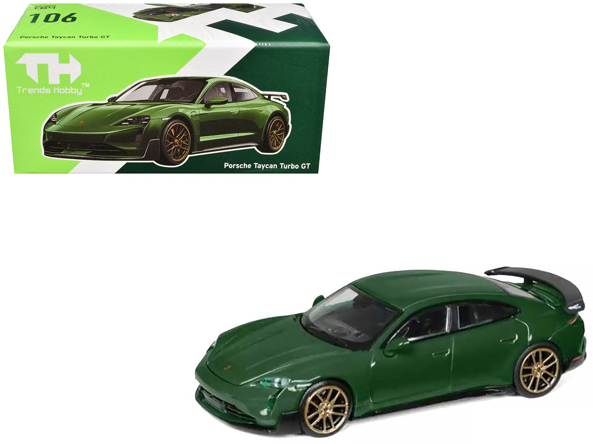 Porsche Taycan Turbo GT Green 1/64 Diecast Model Car by Trends Hobby Trends Hobby