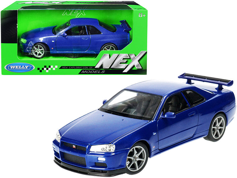 Nissan Skyline GT-R (R34) RHD (Right Hand Drive) Blue Metallic "NEX Models" 1/24 Diecast Model Car by Welly Welly