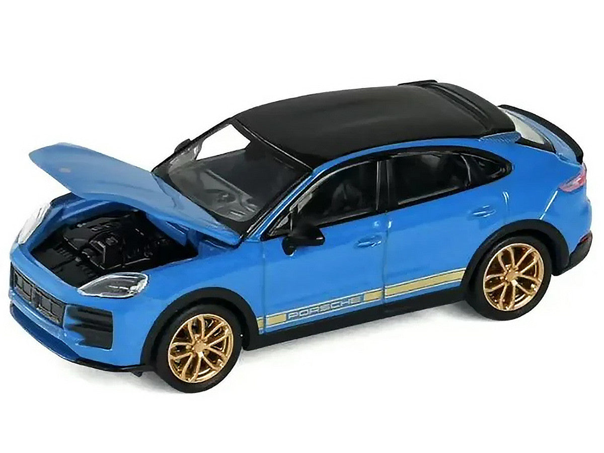 Porsche Cayenne Turbo GT Blue with Black Top and Gold Stripes 1/64 Diecast Model Car by Trends Hobby-2