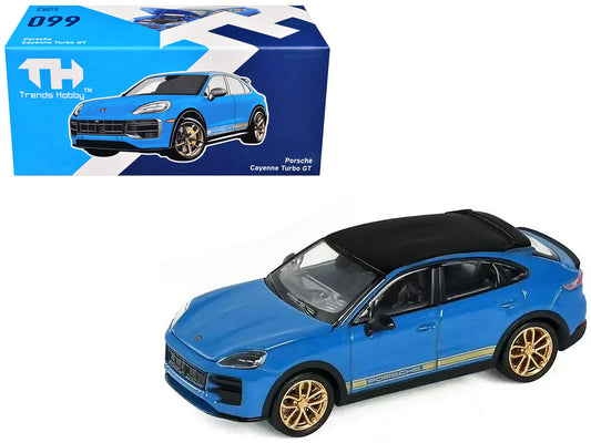 Porsche Cayenne Turbo GT Blue with Black Top and Gold Stripes 1/64 Diecast Model Car by Trends Hobby-0