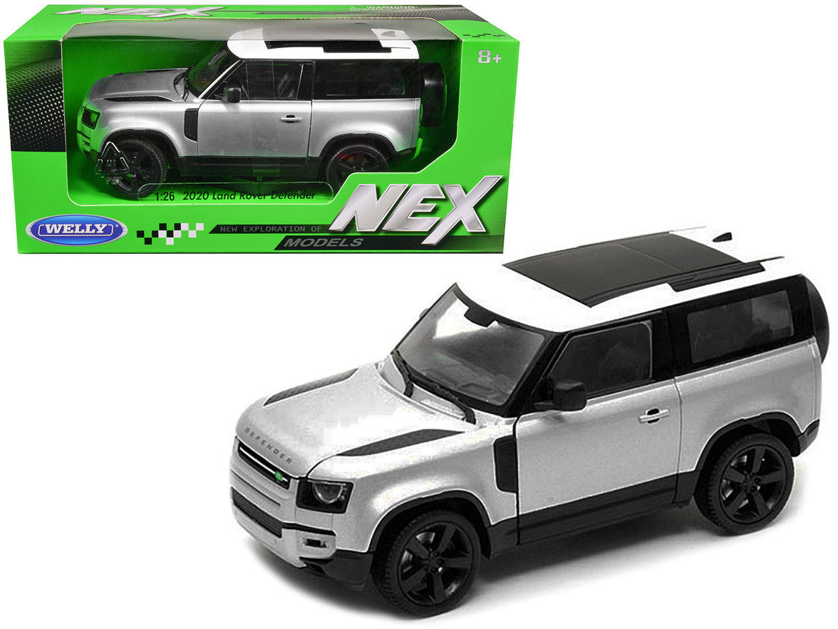 2020 Land Rover Defender Silver Metallic with White Top "NEX Models" 1/26 Diecast Model Car by Welly Welly