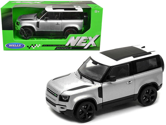 2020 Land Rover Defender Silver Metallic with White Top "NEX Models" 1/26 Diecast Model Car by Welly Welly
