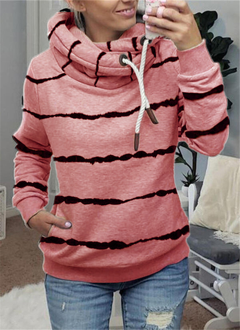 Printed Hooded Fleece Striped Sweatshirt Best YouTube Store