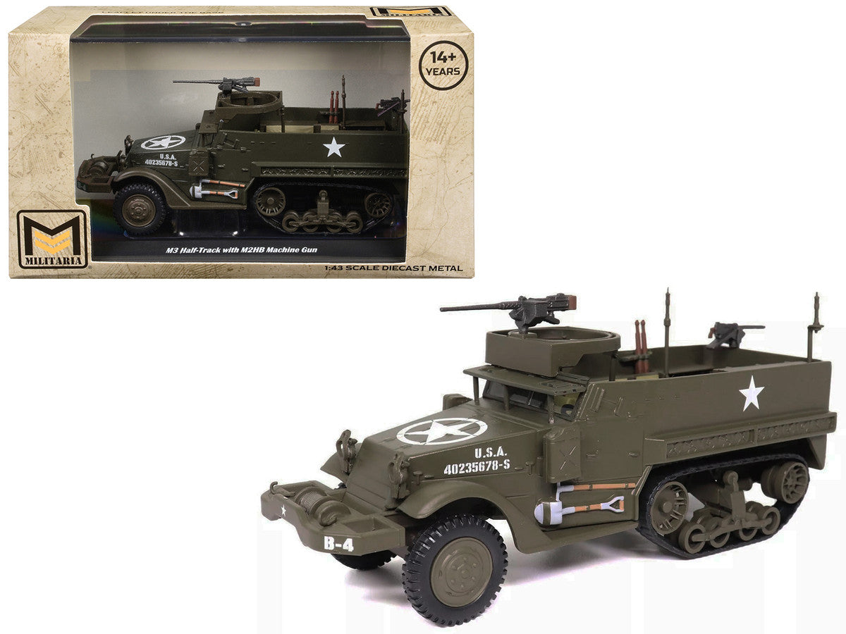 M3 Half-Track AFV with M2HB Machine Gun Olive Drab "United States Army" 1/43 Diecast Model by Militaria Die Cast Militaria Die Cast