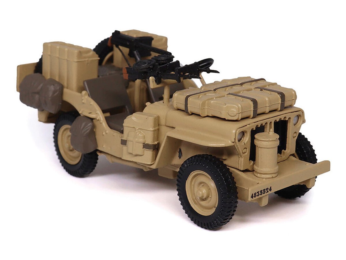 British SAS 1/4-Ton Willys Jeep with Vickers K Machine Gun Desert Sand "British Royal Army" 1/43 Diecast Model by Militaria Die Cast-3