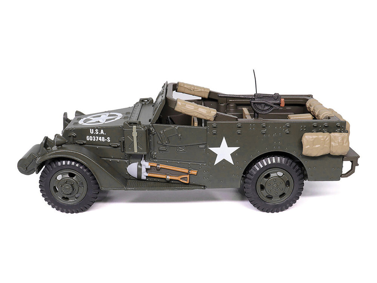 White M3 Scout Car Olive Drab "United States Army" 1/43 Diecast Model by Militaria Die Cast Militaria Die Cast