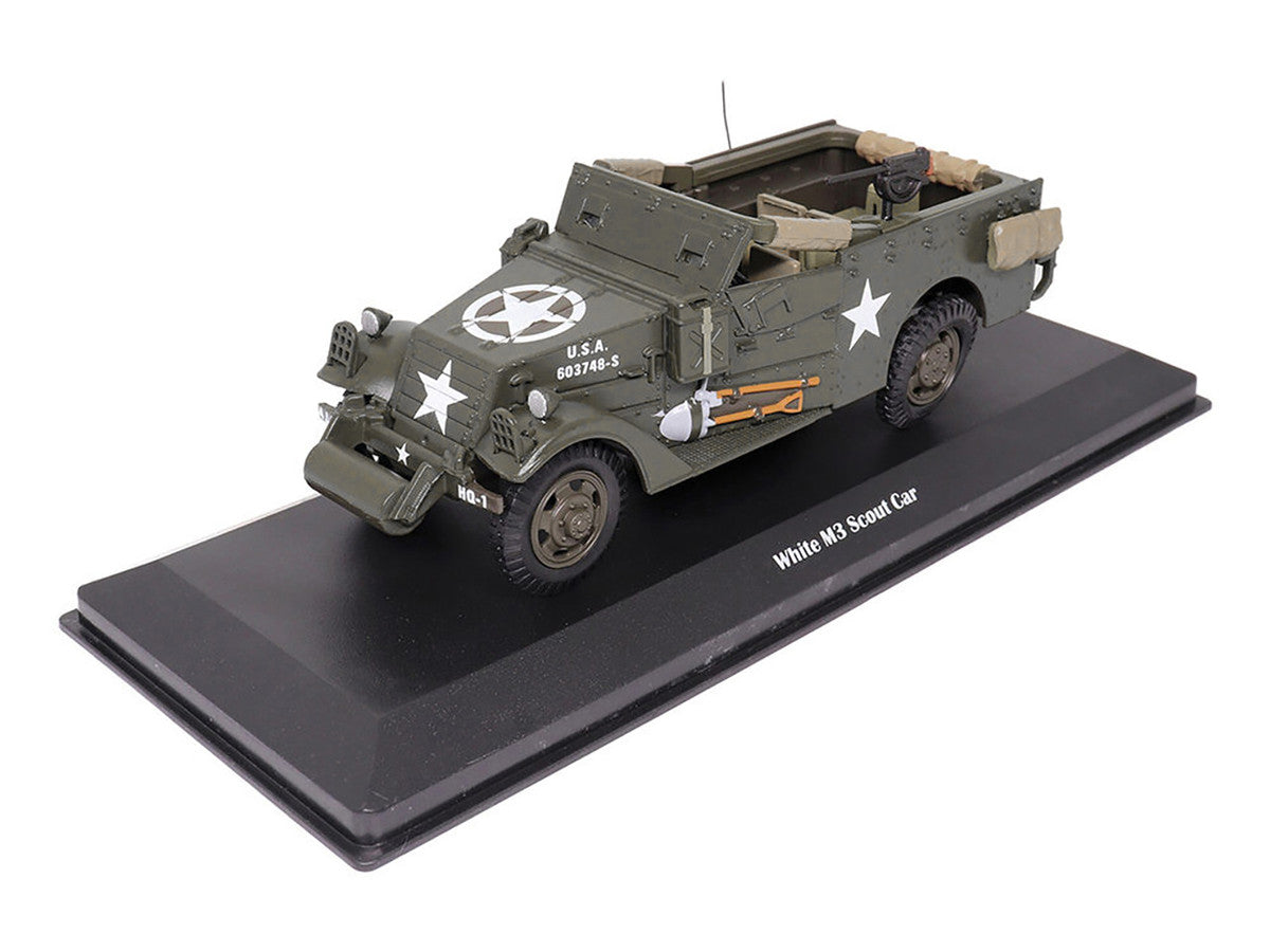 White M3 Scout Car Olive Drab "United States Army" 1/43 Diecast Model by Militaria Die Cast Militaria Die Cast