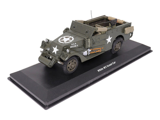 White M3 Scout Car Olive Drab "United States Army" 1/43 Diecast Model by Militaria Die Cast Militaria Die Cast